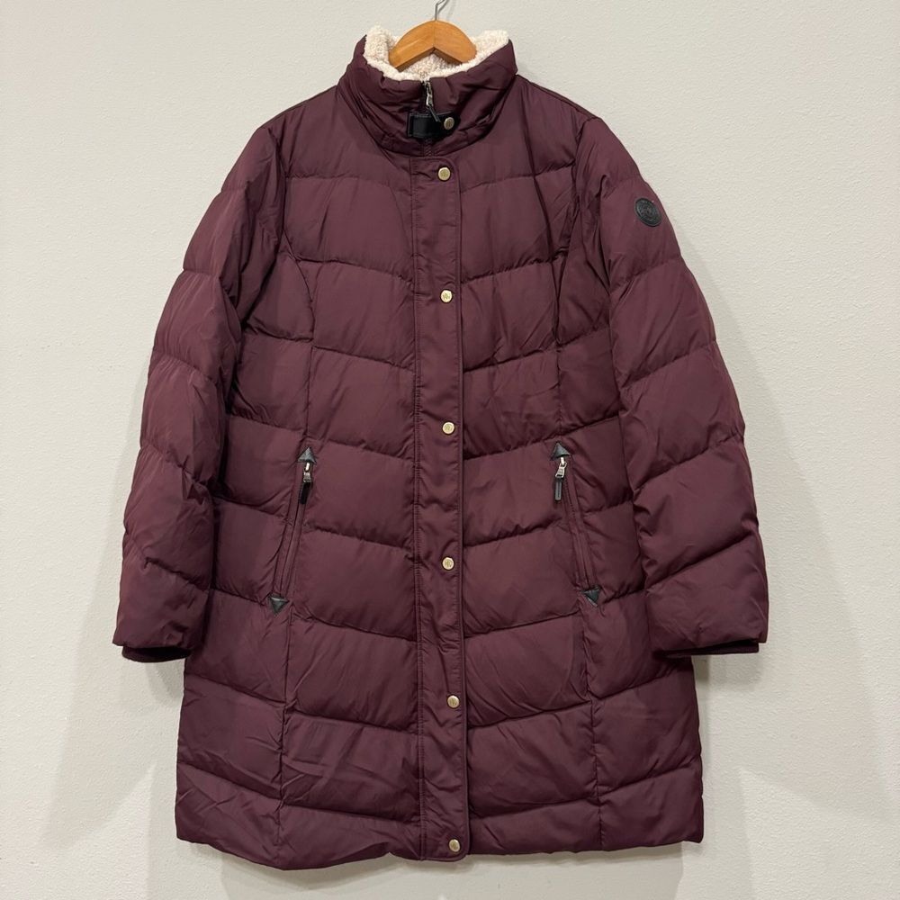 Lauren Ralph Lauren Parka Coat Size Large Burgundy Mid Length‎ *missing hood